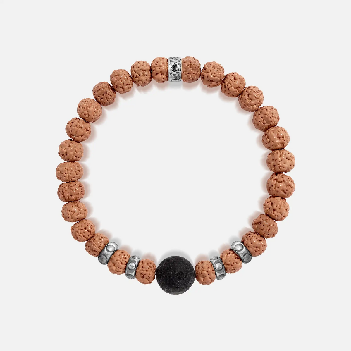 Evening Ground Obsidian & Rudraksha Bracelet