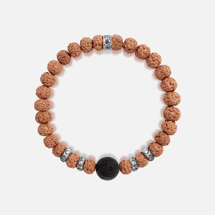 Evening Ground Obsidian & Rudraksha Bracelet