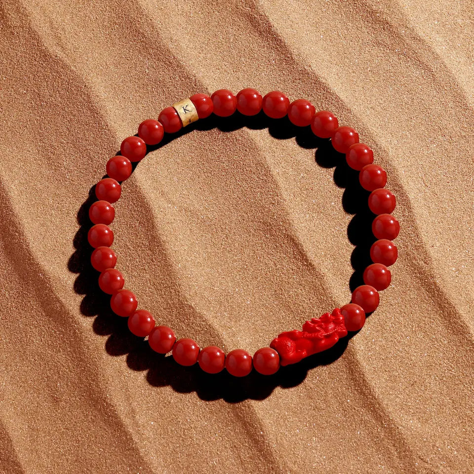 Prosperous Resolve Cinnabar Dragon Feng Shui Bracelet