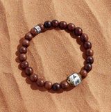 Potential Fulfilled Wood Mantra Silver Bracelet