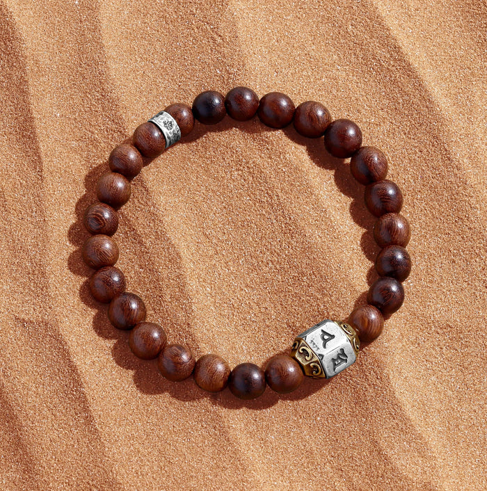 Potential Fulfilled Wood Mantra Silver Bracelet