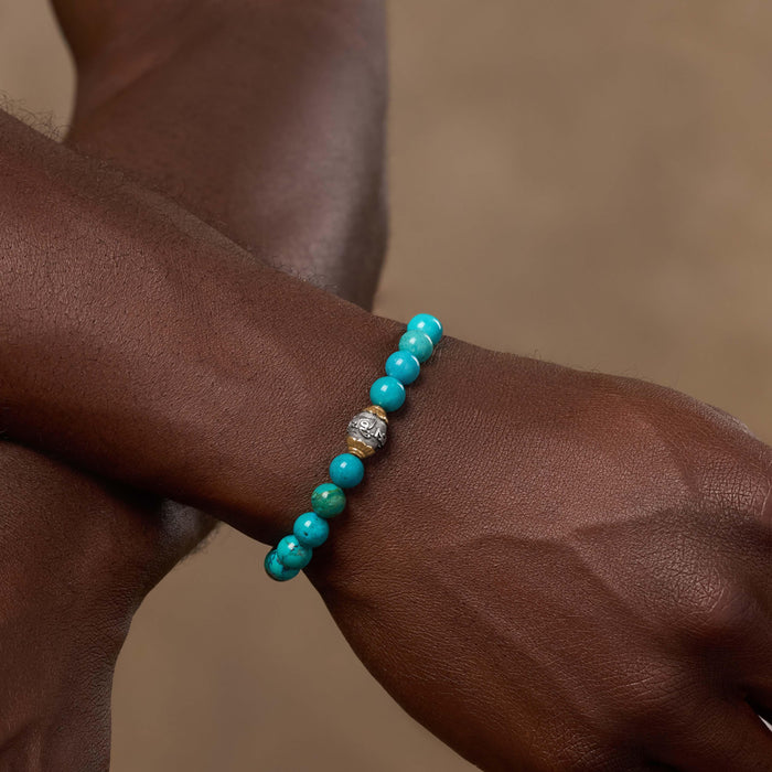 Perpetual Transformation Turquoise Mantra Silver Bracelet
