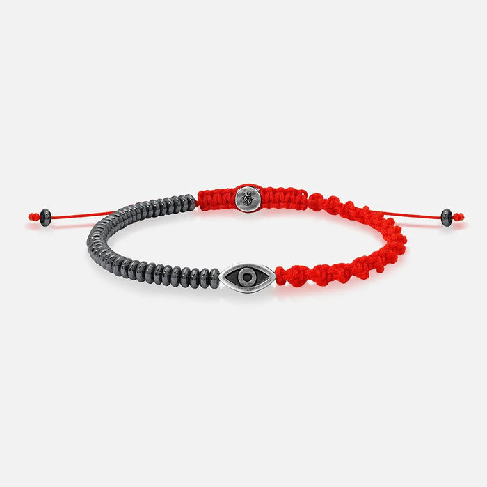 Universal Equilibrium Hematite Evil Eye Red String Bracelet
