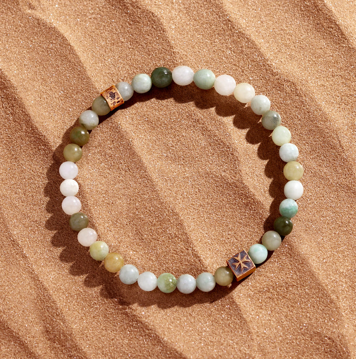 Strength of Spirit Jade Maltese Cross Beaded Bracelet