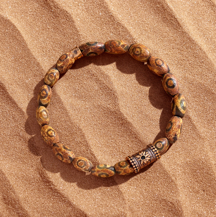 Balanced Energy Tibetan Brown Agate Sun Bracelet