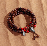 Everlasting Joy Red Coral & Wood Mantra Layer Bracelet