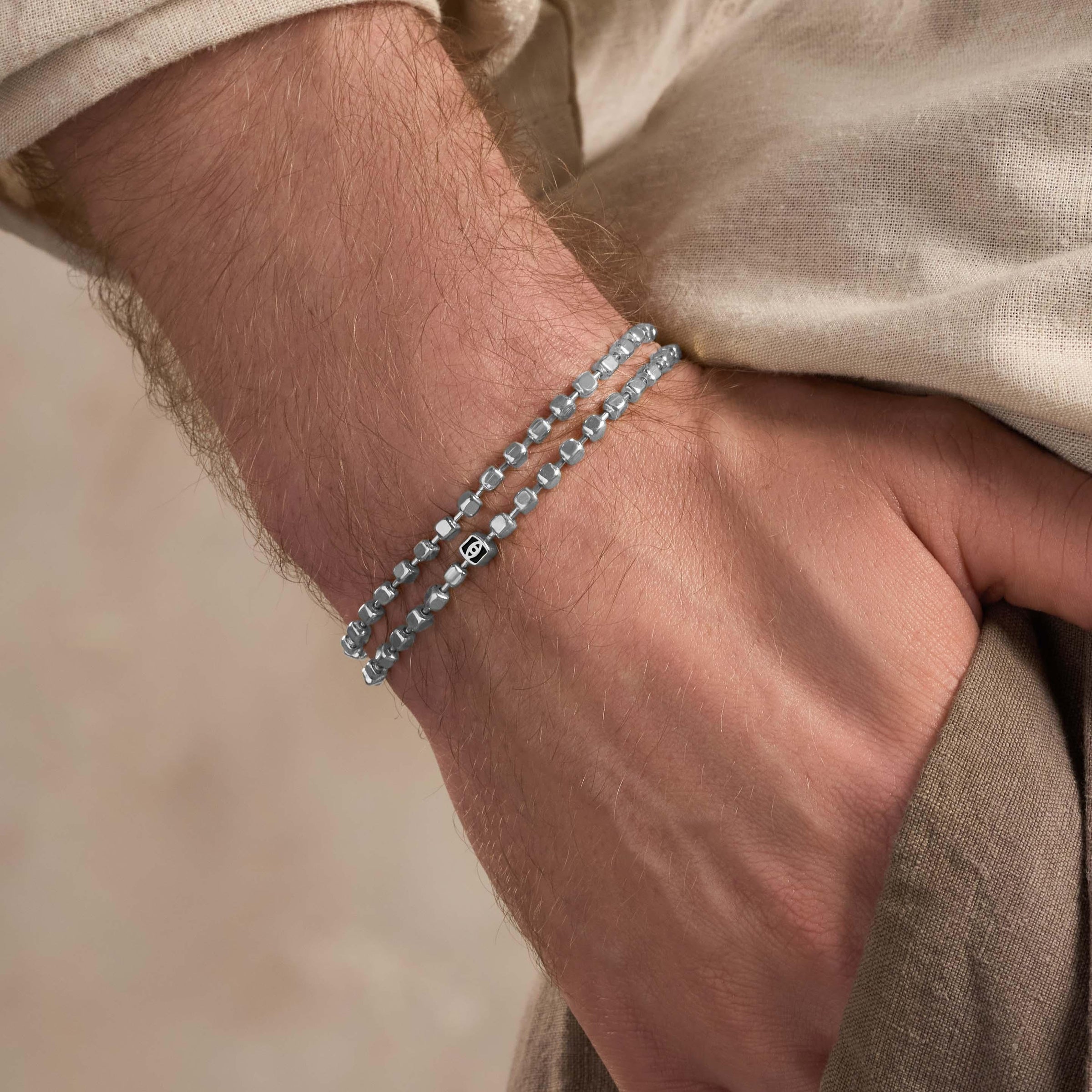 Mindful Strength Silver Evil Eye Hamsa Bracelet