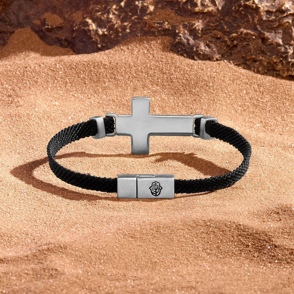 Eternal Shield Onyx Cross Black String Bracelet