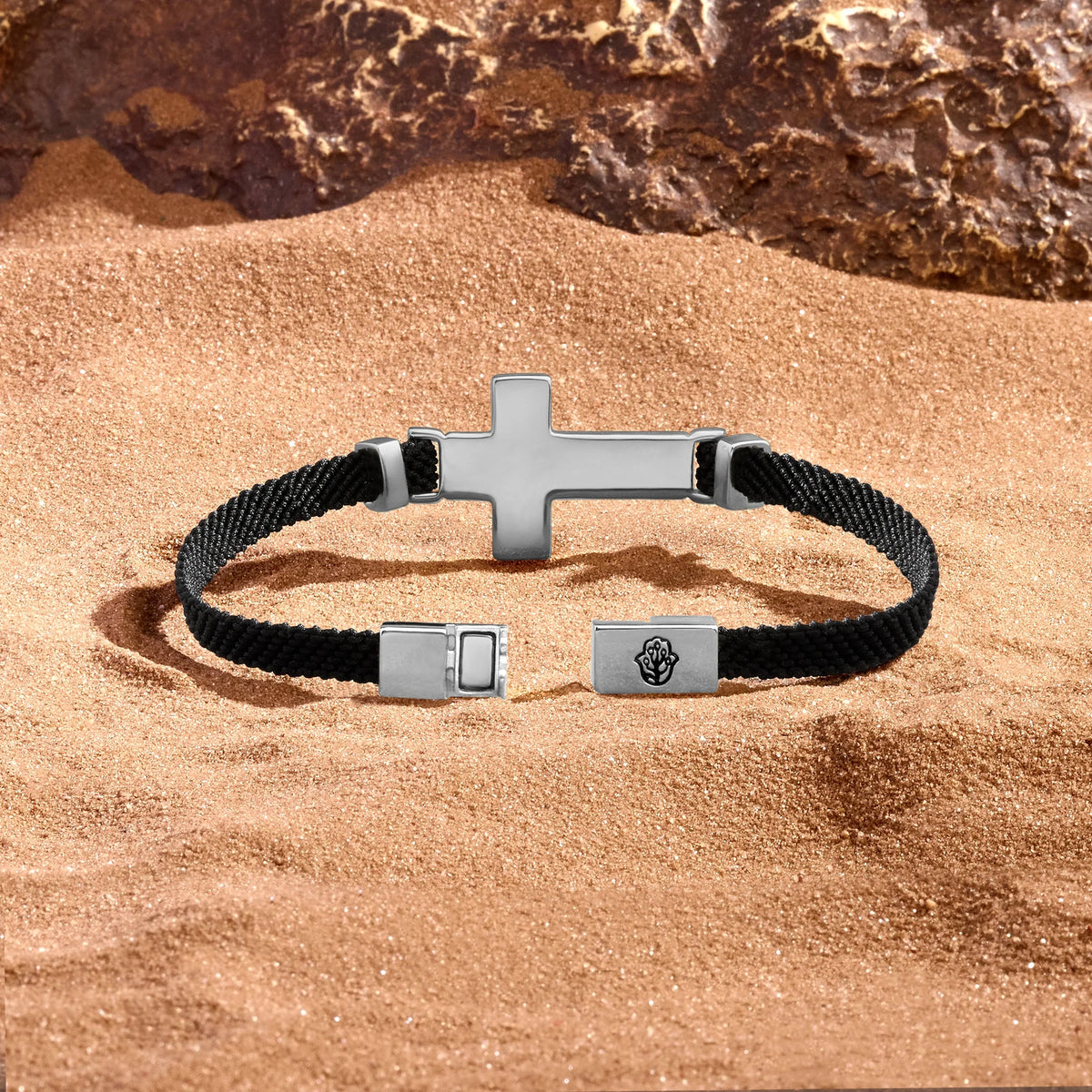Eternal Shield Onyx Cross Black String Bracelet