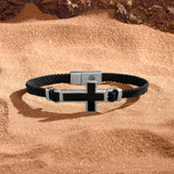 Eternal Shield Onyx Cross Black String Bracelet