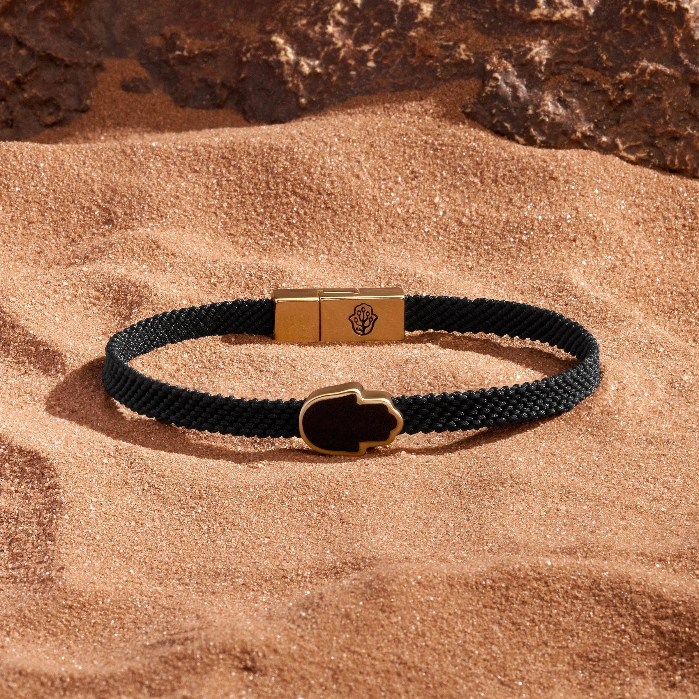Shield of Serenity Onyx Hamsa Black String Bracelet