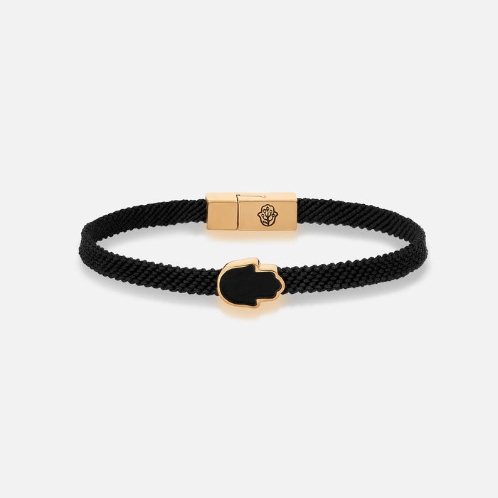 Shield of Serenity Onyx Hamsa Black String Bracelet