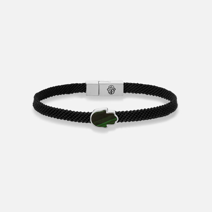 Guardian of Harmony Malachite Hamsa Black String Bracelet