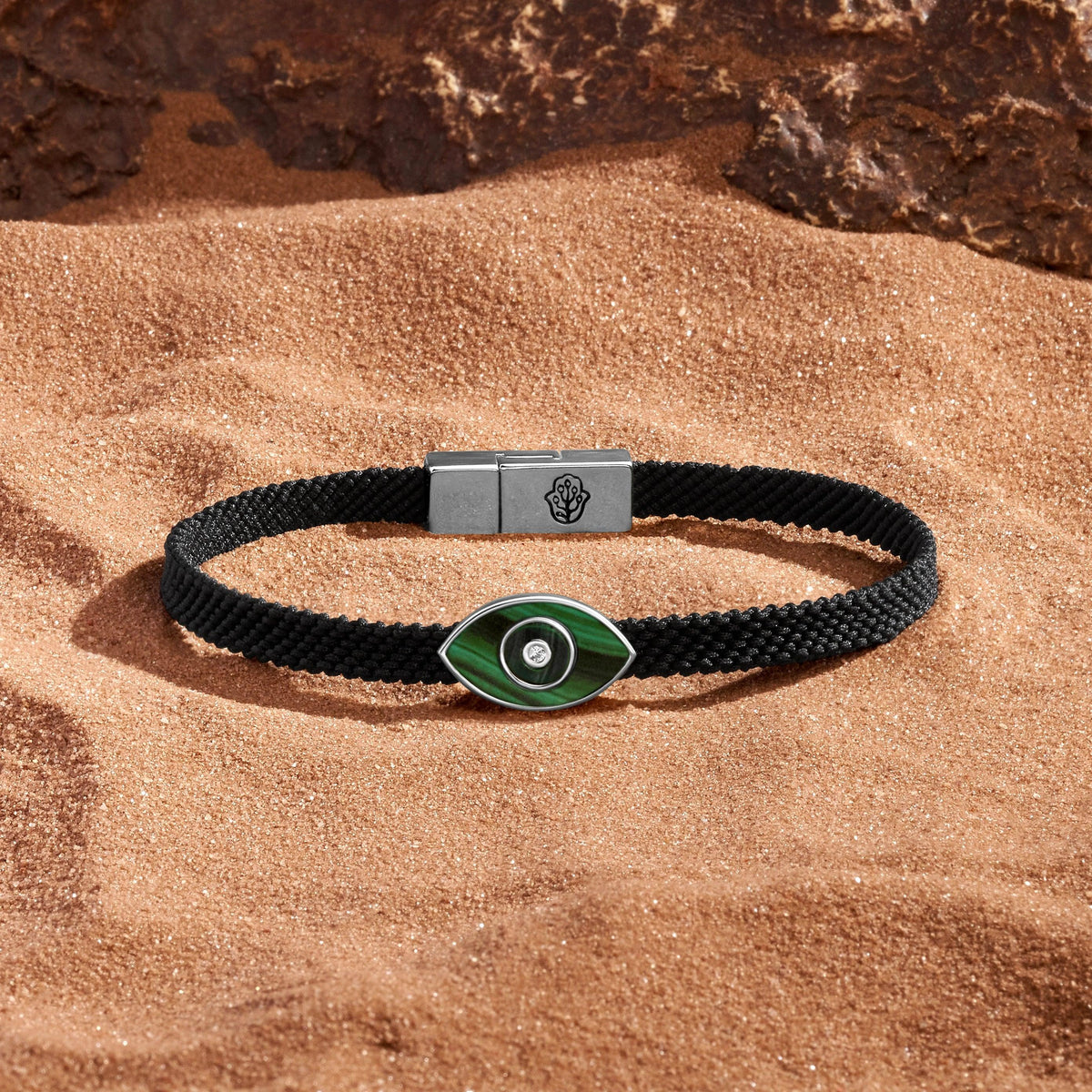 Essence of Balance Malachite Evil Eye Black String Bracelet