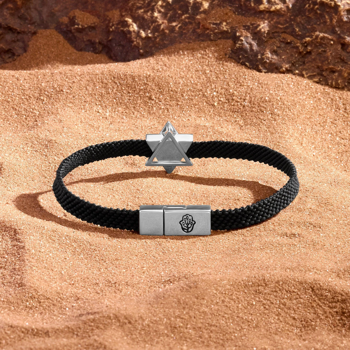 Celestial Shield Lapis Lazuli Star of David Black String Bracelet
