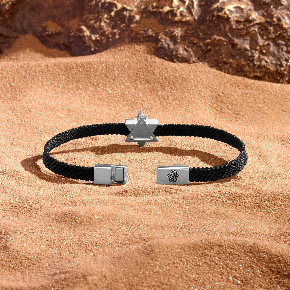 Celestial Shield Lapis Lazuli Star of David Black String Bracelet