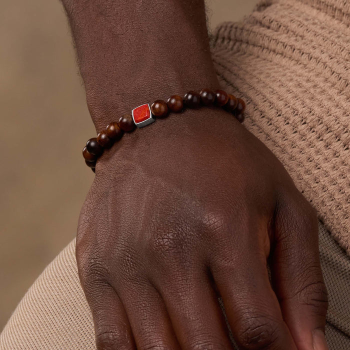 Impeccable Spirit Wood Coral Charm Silver Bracelet