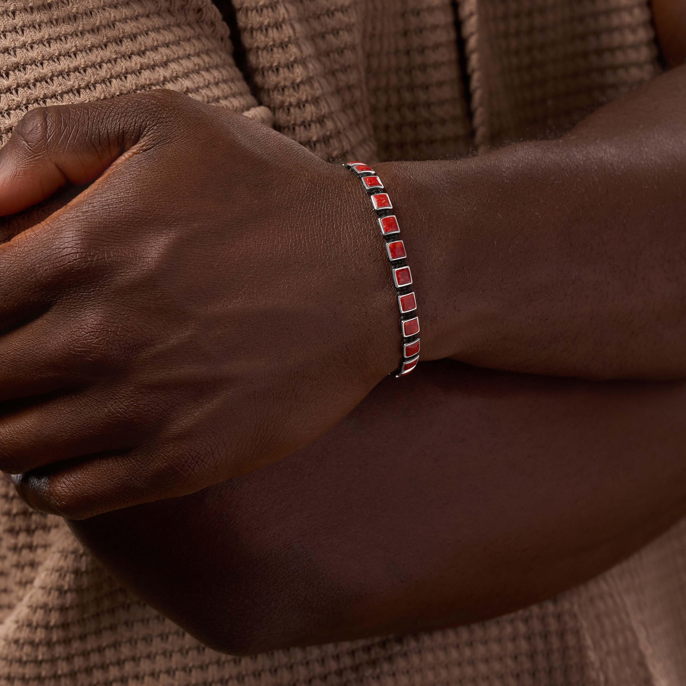 Courage & Wisdom Coral Silver Bracelet