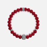 Spiritual Odyssey Coral Multi-Symbol Silver Bracelet