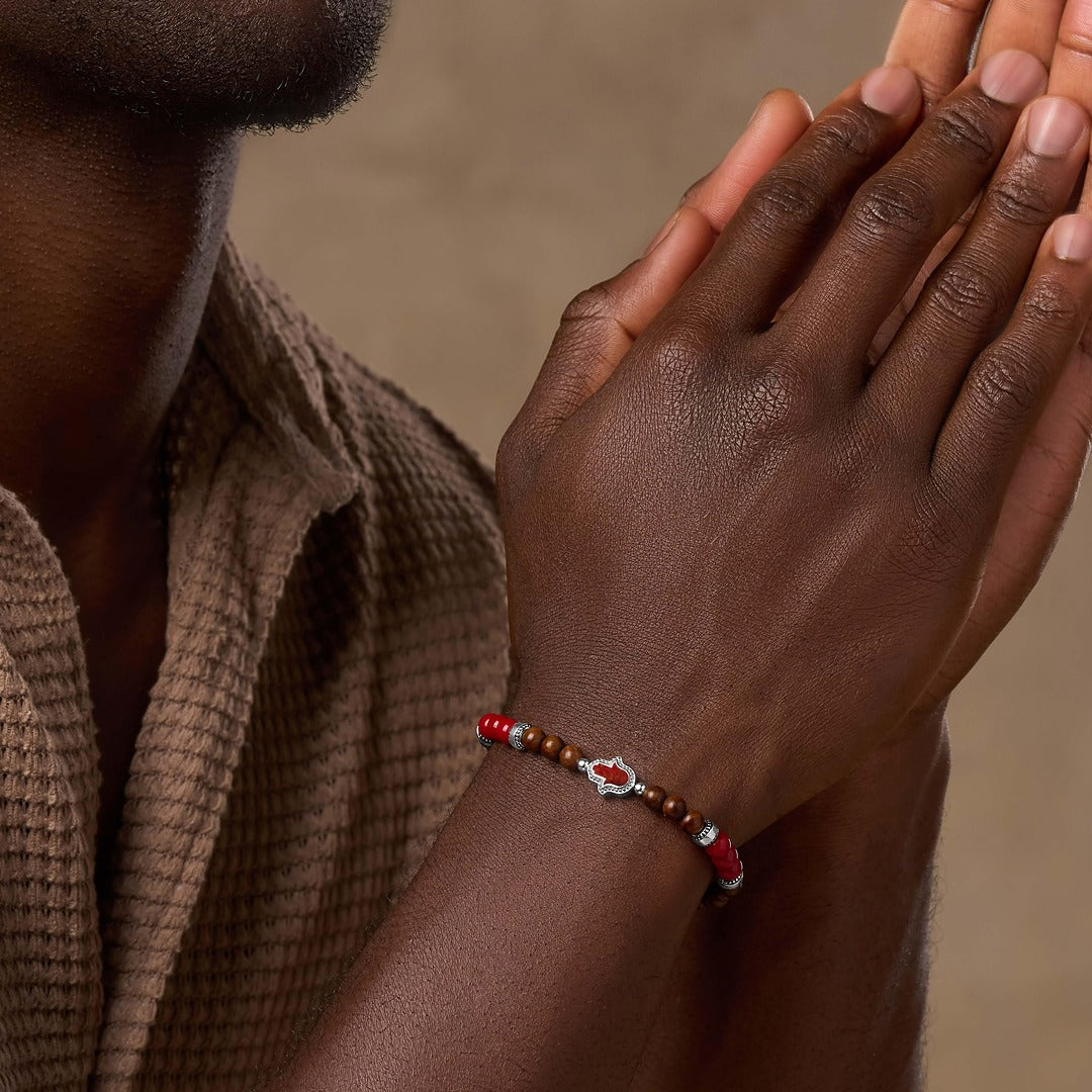 Coral & Wood Harmony Bracelet Set