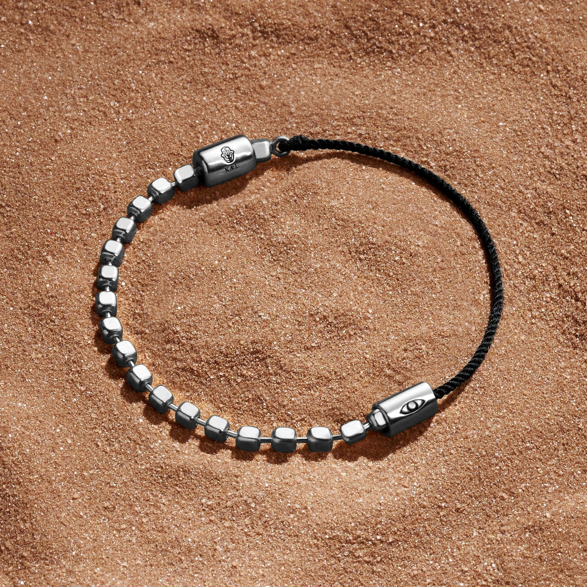 Continuous Renewal Silver Evil Eye Black String Bracelet