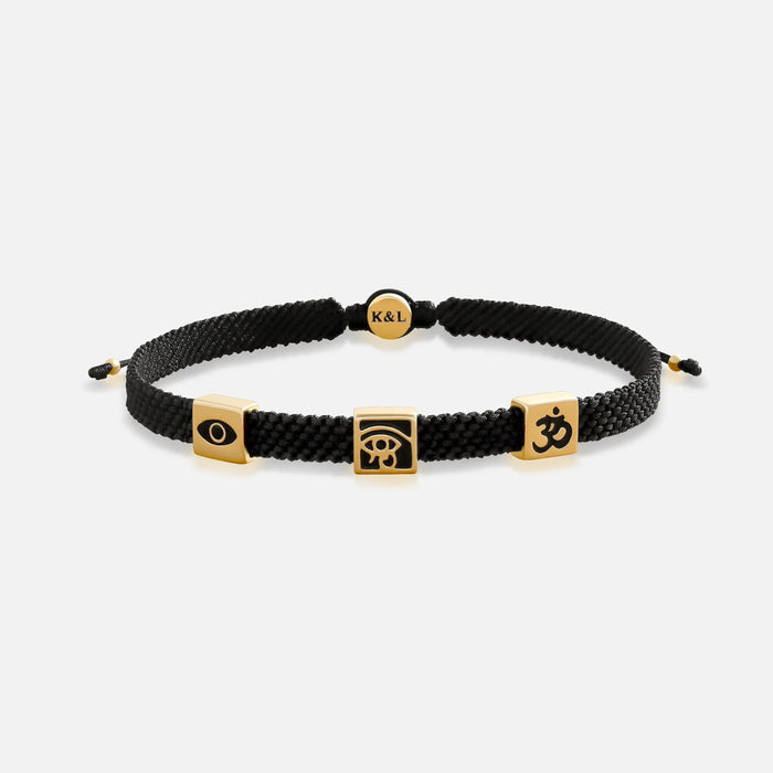 Harmonic Path Black Macrame Multi-Charm Bracelet
