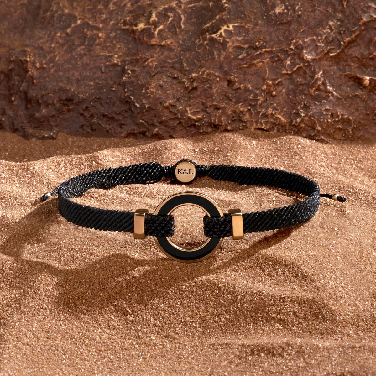Constant Protection Black Onyx Karma Circle Men’s Black String Bracelet Extra Large
