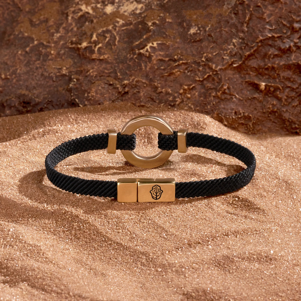 Constant Protection Black Onyx Karma Circle Men’s Black String Bracelet Medium