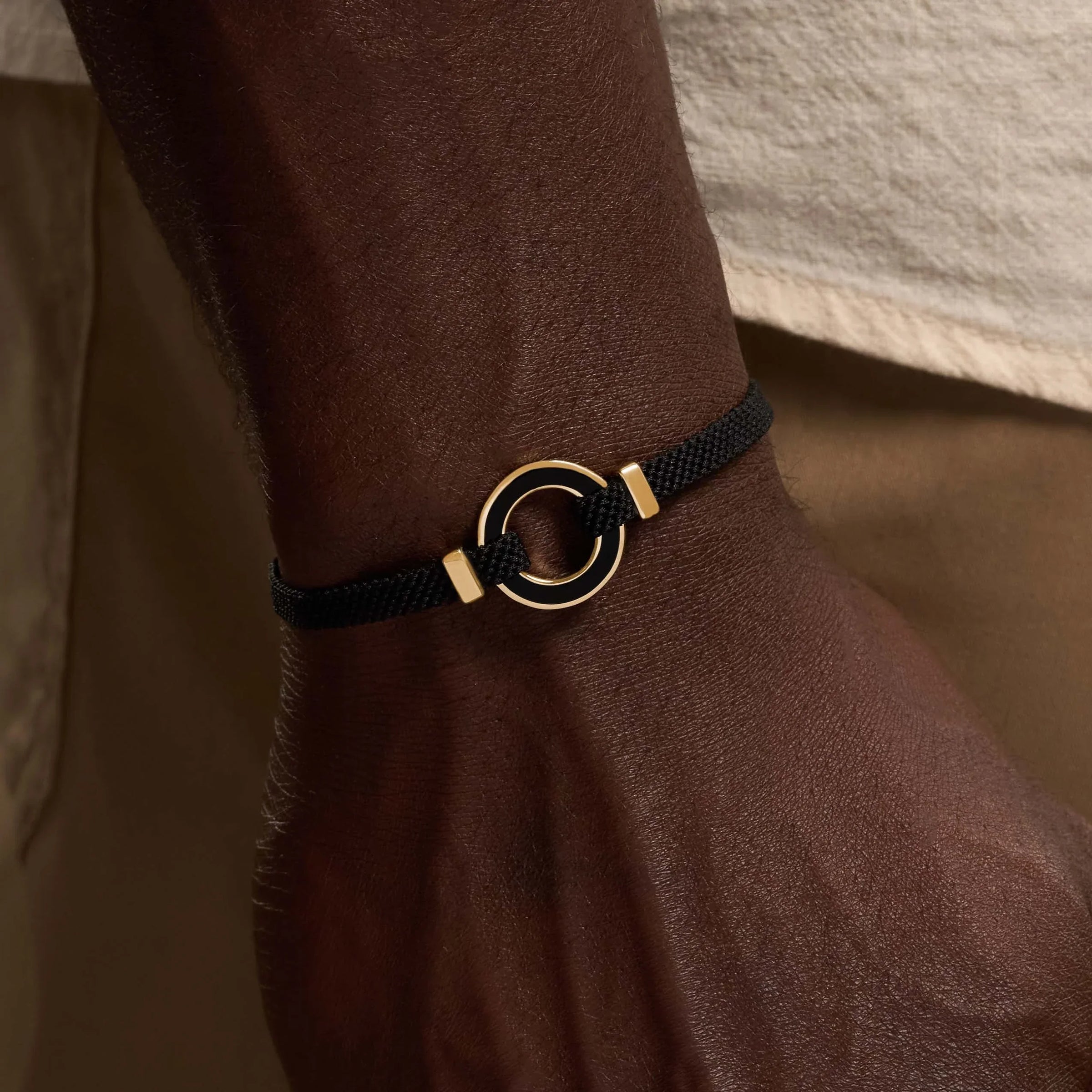 Constant Protection Black Onyx Karma Circle Men’s Black String Bracelet Medium