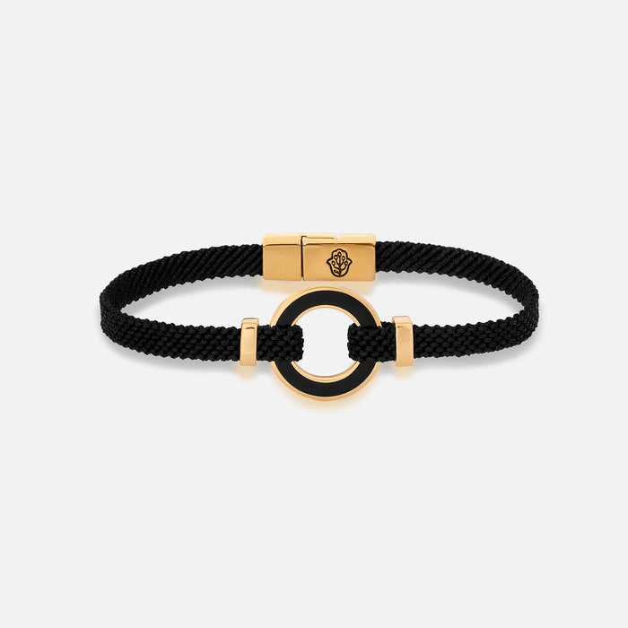 Constant Protection Black Onyx Karma Circle Men’s Black String Bracelet Medium