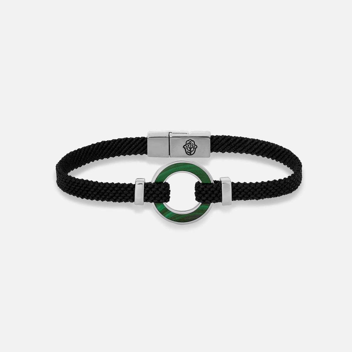 Positive Vibrations Malachite Karma Circle Men’s Black String Bracelet