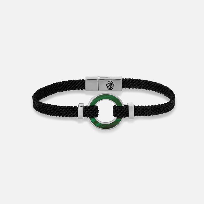 Positive Vibrations Malachite Karma Circle Men’s Black String Bracelet