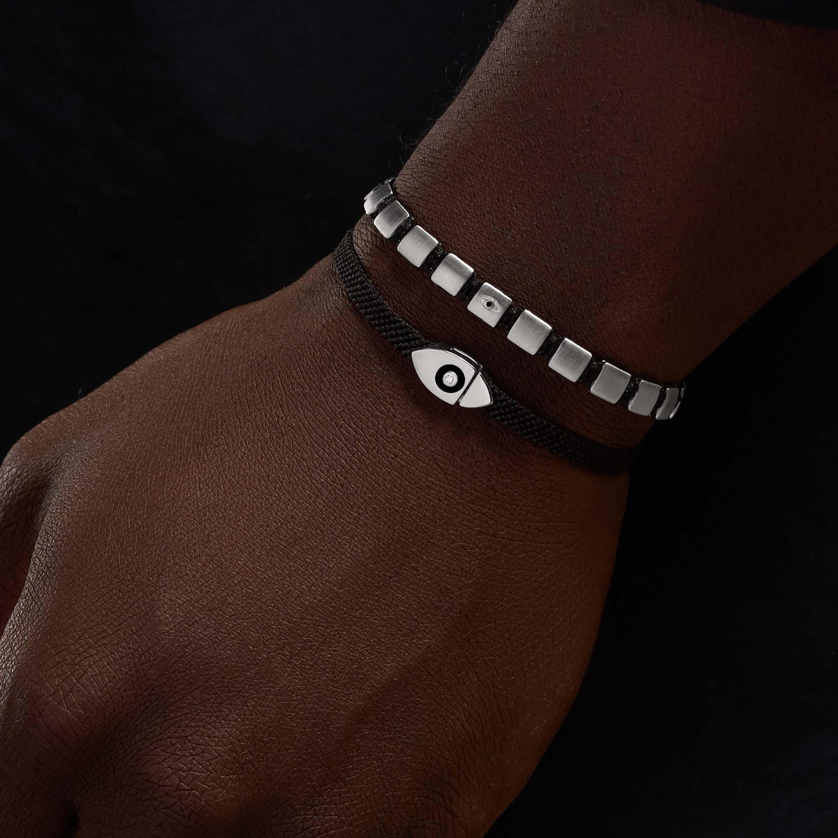 Spiritual Manifestation Silver Evil Eye Black String Bracelet