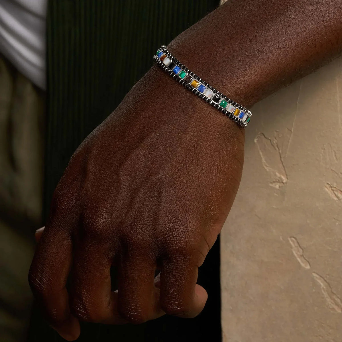Supported Path Hamsa Multi-Stone Bracelet