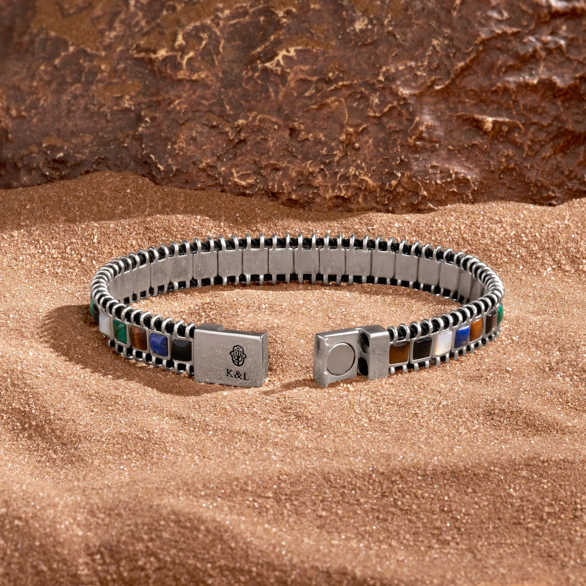Supported Path Hamsa Multi-Stone Bracelet