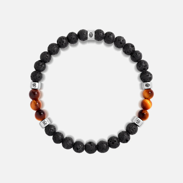 Empowered Balance Black Lava Stone & Tiger’s Eye Charm Bracelet