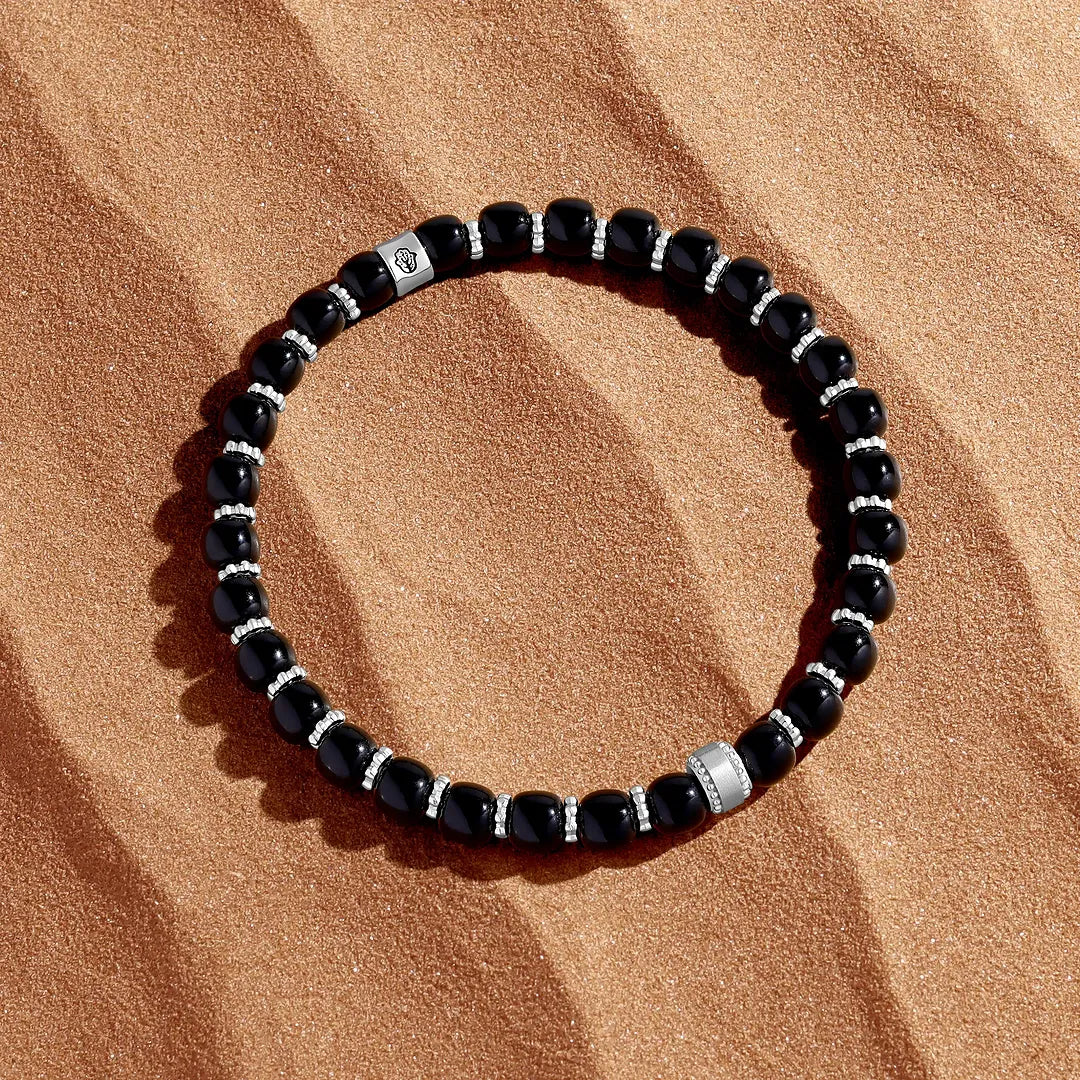 Divine Sentinel Onyx Bead Bracelet