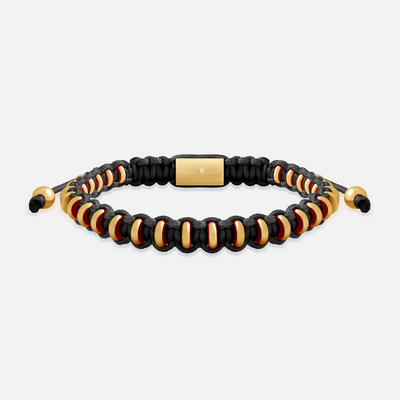 Grounded Edge Gold Tone Black Macramé Bracelet
