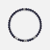 Eternal Gratitude Blue Tiger’s Eye Mantra Barrel Silver Bracelet