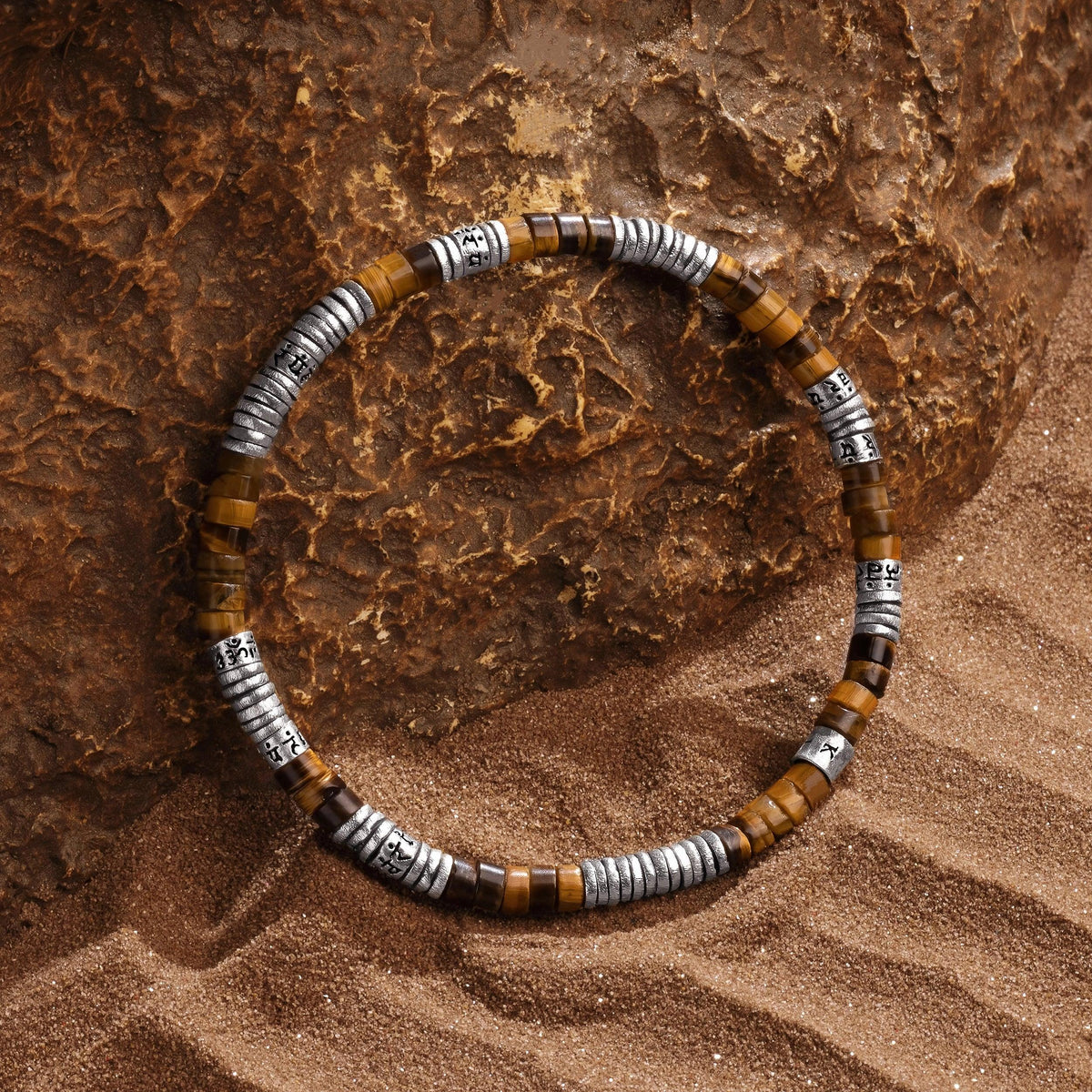 Spiritual Victory Tiger's Eye Heishi Mantra Bracelet