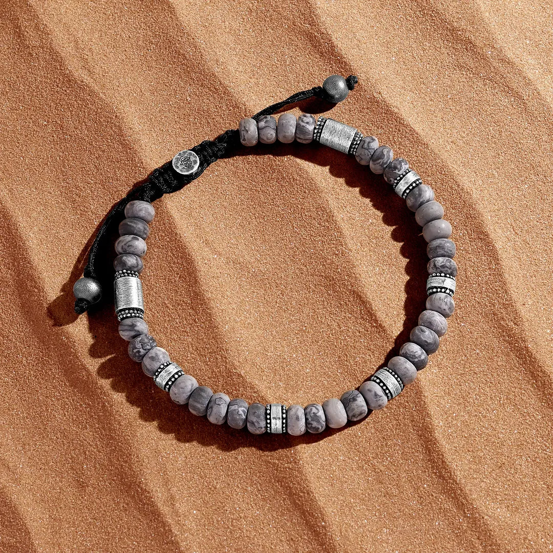 Resolute Harmony Grey Jasper Macramé Bracelet