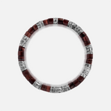 Echoes of Intention Red Tiger Eye Mantra Heishi Silver Bracelet