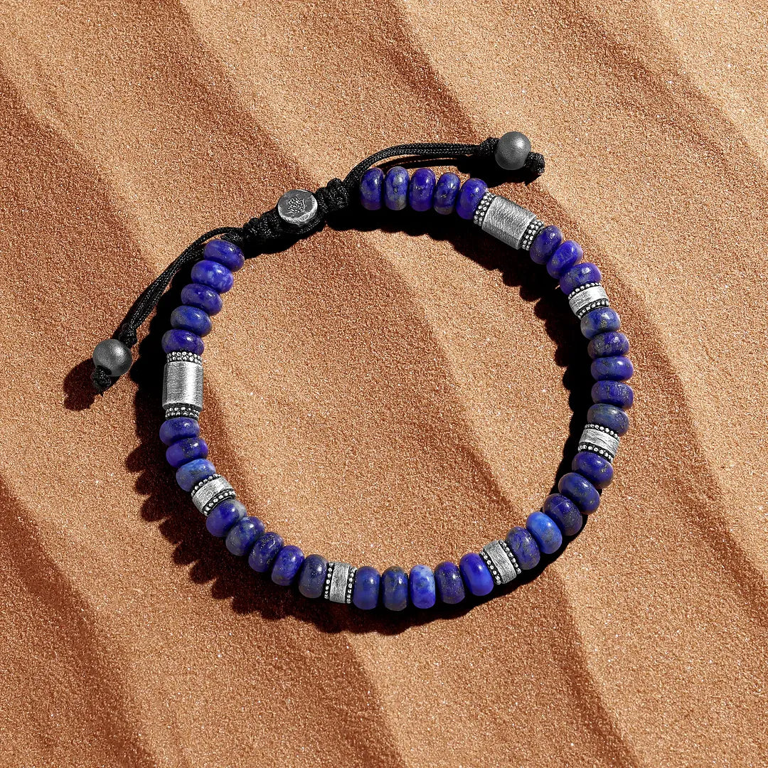 Midnight Sky Deep Lapis Macramé Bracelet