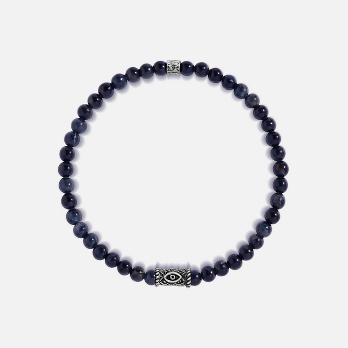 Universal Truth Blue Tiger’s Eye Silver Evil Eye Bracelet