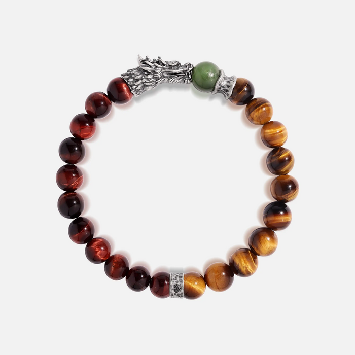 Dragon’s Valor Jade & Tiger Eye Stretch Bracelet