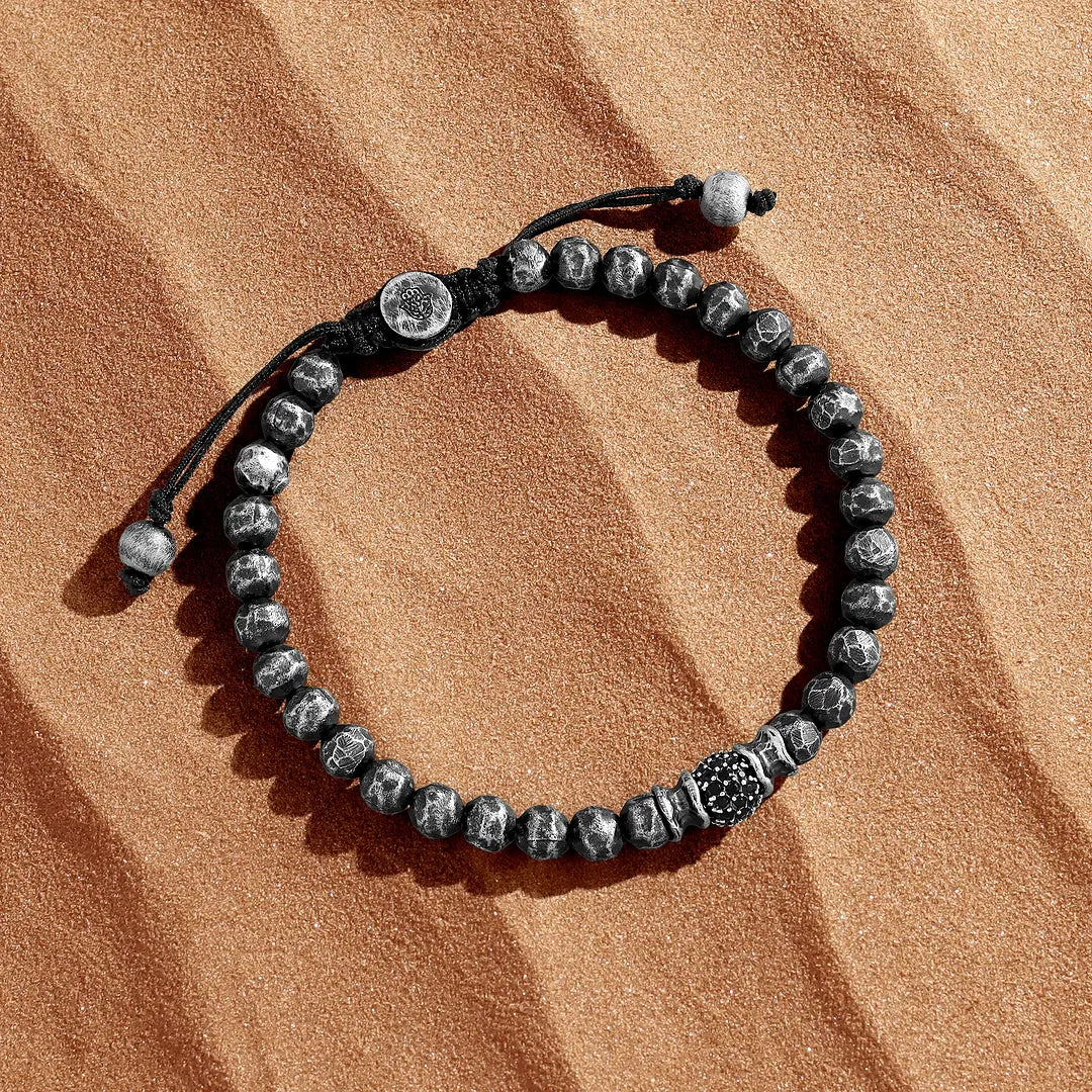 Shadow Pulse Forged Macramé Bracelet