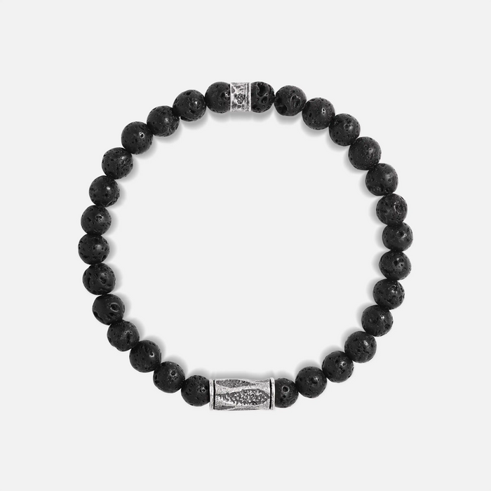 Silent Dune Textured Tube & Lava Bracelet