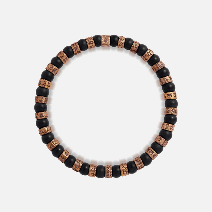 Conscious Awakening Matte Onyx Mantra Barrel Bracelet