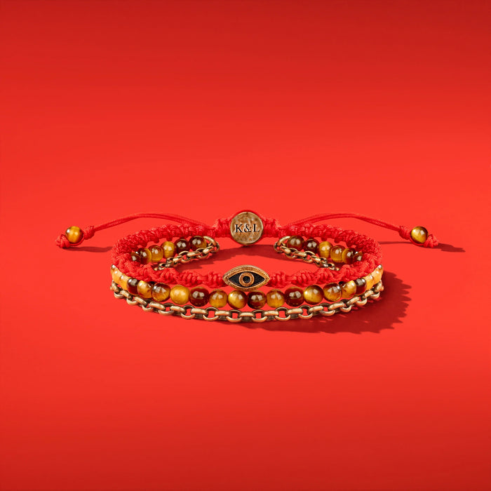 Eruptive Power - Tiger's Eye Evil Eye Red String Bracelet