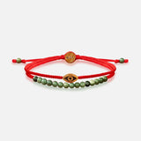 Fiery Luck Jade Evil Eye Charm Red String Wrap Bracelet